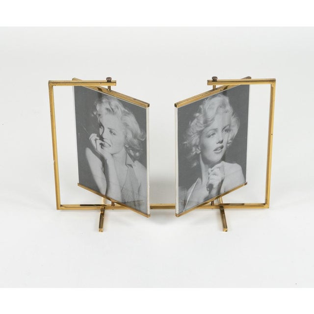 Mid-Century Modern Brass and Acrylic Swivel Picture Frame, 1950s For Sale - Image 12 of 18