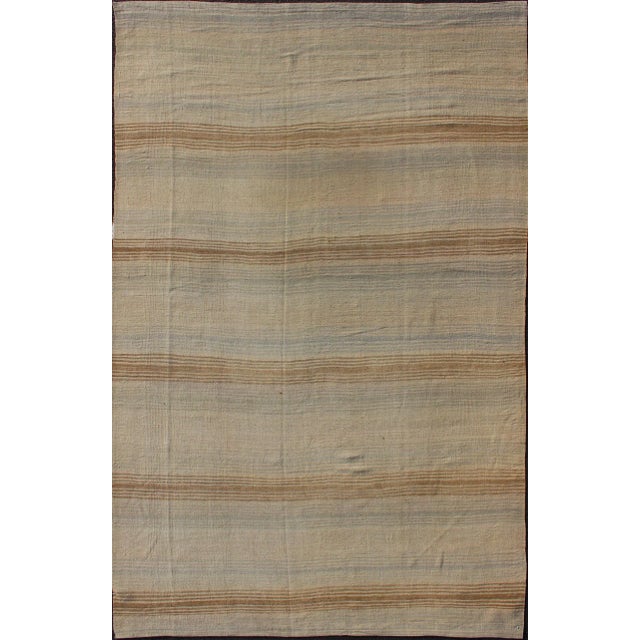 Turkish Vintage Kilim Rug With in Tan, Taupe, Gray Blue, and Earth Tones For Sale - Image 11 of 11