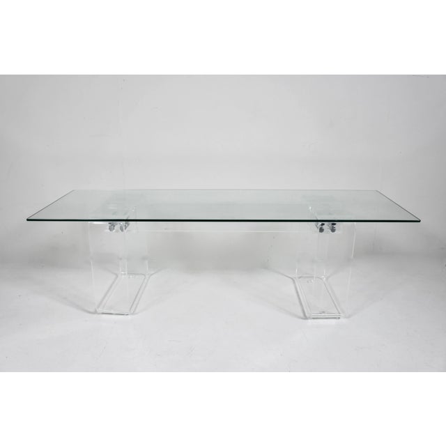 Neal Small Clear Lucite Block Coffee Table with Glass Top, 1970s For Sale - Image 12 of 12