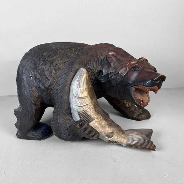 wooden carved bear 木彫りの熊 北海道 ウッドベアー Hokkaido Artist, Kibori Kuma Bear, Japan, 1960s, Wood | Chairish