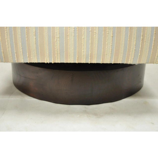 Mid 20th Century Mid Century Modern Milo Baughman Style Wooden Swivel Base Club Lounge Chair For Sale - Image 5 of 11