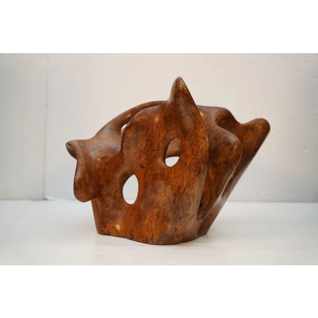 Chestnut Abstract Free-Form Sculpture of Olive Wood From France For Sale - Image 8 of 12