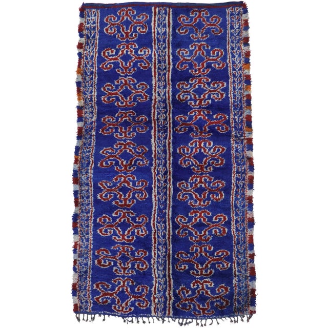 Vintage Berber Blue Beni M'Guild Moroccan Rug - 06'06 X 11'09 For Sale - Image 9 of 9
