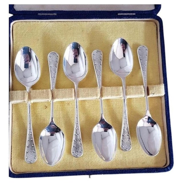 Vintage Sterling Silver Tea and Coffee Spoons by W & Co. Ltd, Sheffield, 1931, Set of 6 For Sale - Image 3 of 3