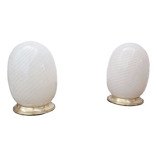 Vintage Murano Glass Table Lamps, 1970s, Set of 2 For Sale