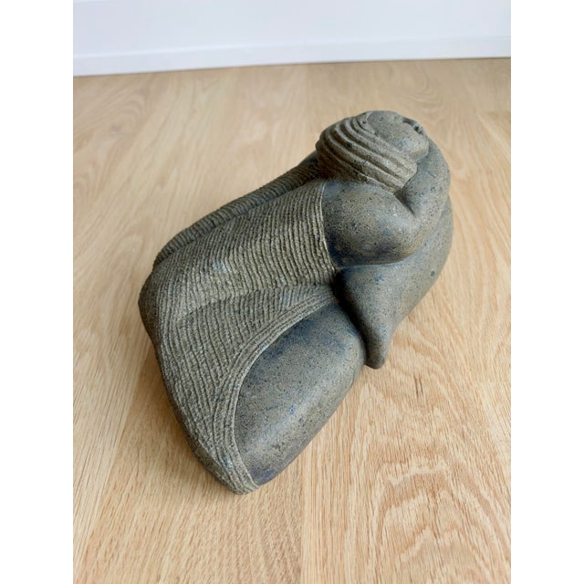 Stone Vintage Botero-Inspired Hand-Carved Stone Reclining Woman Sculpture – Indoor or Garden Art For Sale - Image 7 of 10