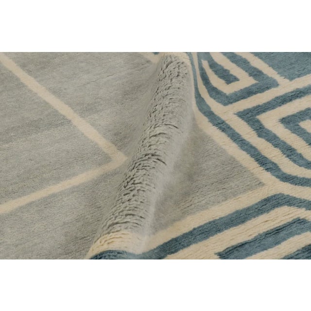 Rug & Kilim’s Oversized Contemporary Art Deco Style Rug in Teal, Ivory & Gray For Sale - Image 10 of 11
