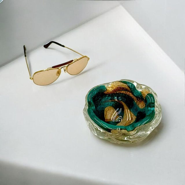 Turquoise Amber Glass Bowl by Mdina, 1970s For Sale - Image 4 of 11