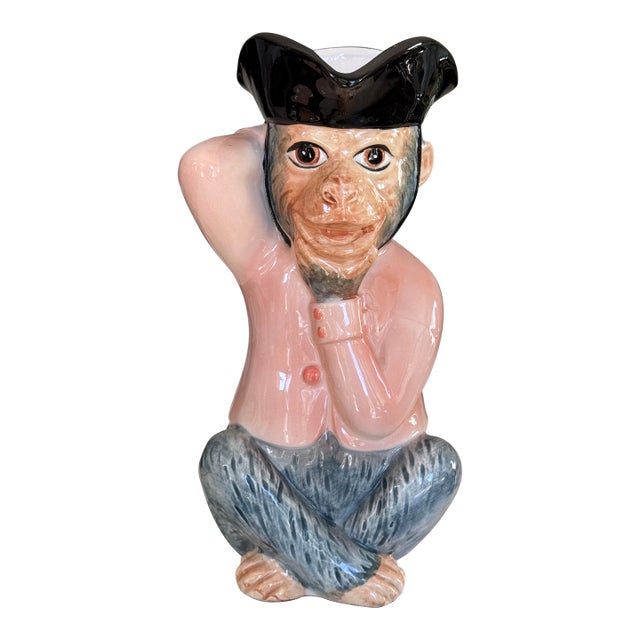 Majolica Style Singerie Motif Pitcher For Sale