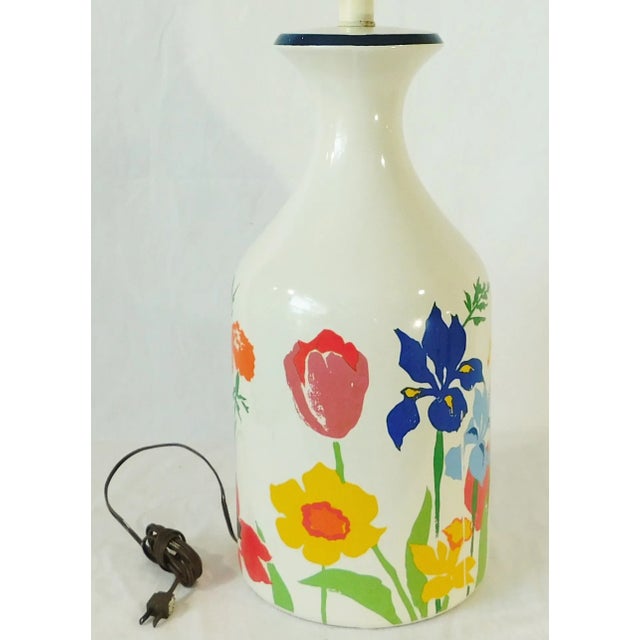 Large Vintage Mid Century White Ceramic Floral Milk Jug Table Lamp Chairish