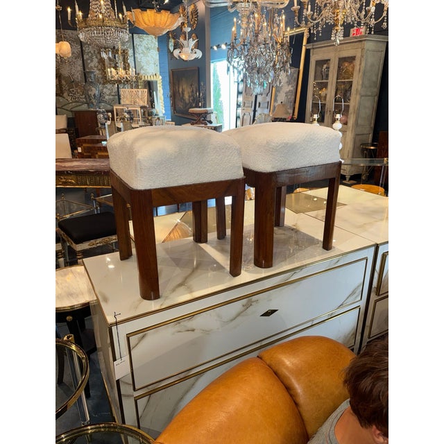 Art Deco Pair of Italian Art Deco Stools For Sale - Image 3 of 6