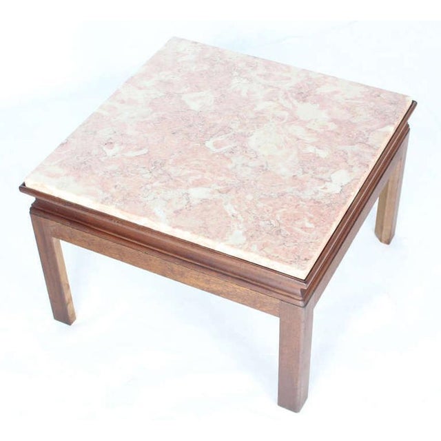 Harvey Probber Mid-Century Modern Pair Low Profile Square Marble Top Side End Tables Stand MINT For Sale - Image 4 of 8