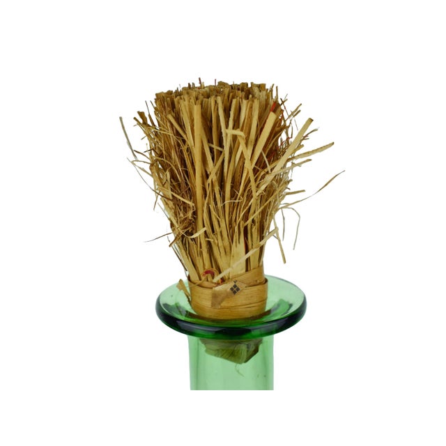 Green Vintage Hand Blown Italian Green Glass Wine Decanter Carafe With Ice Chamber Chiller and Stoppers For Sale - Image 8 of 10