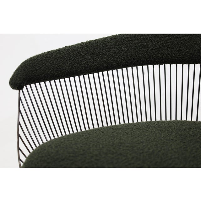 Mid-Century Modern Warren Platner for Knoll Bronze Frame Dining Chairs in Deep Green Boucle' For Sale - Image 3 of 12