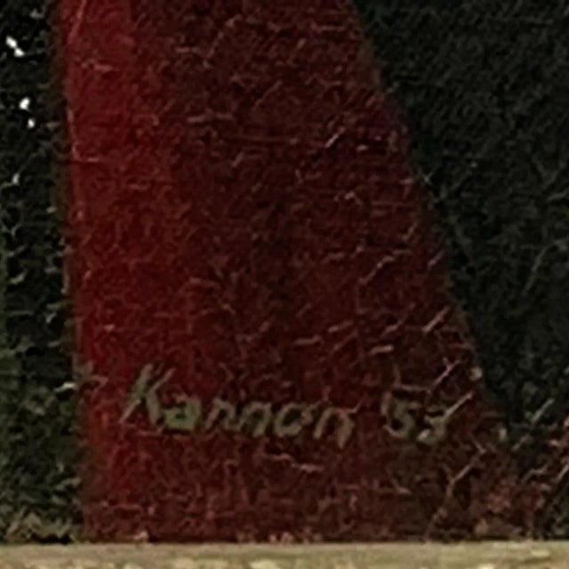 Cubism Vintage Cubist Painting by Kannon 1953 Mid Century Modern For Sale - Image 3 of 4
