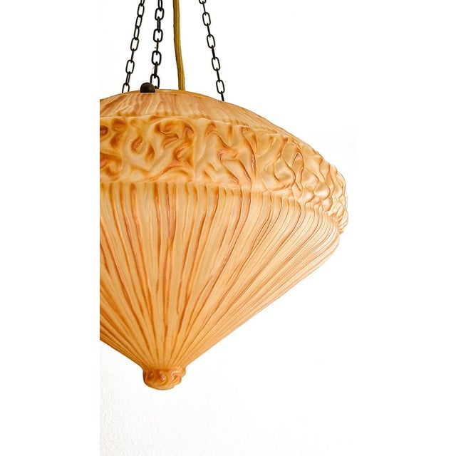 Art Deco Ceiling / Pendant Lamp Item: Ceiling lamp, 1 light, E27 Age: approx. 1920s/30s Material: Opal glass / brass /...