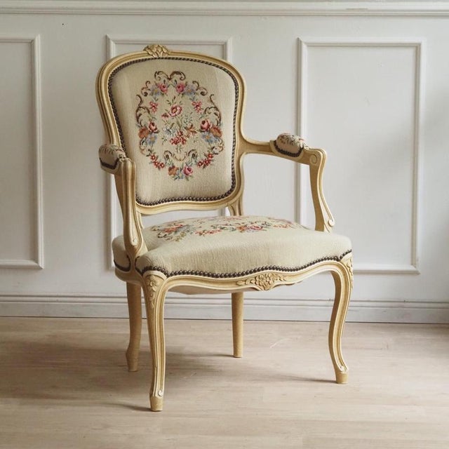 Wood Vintage French Louis XV Style Convertible Armchair For Sale - Image 7 of 16