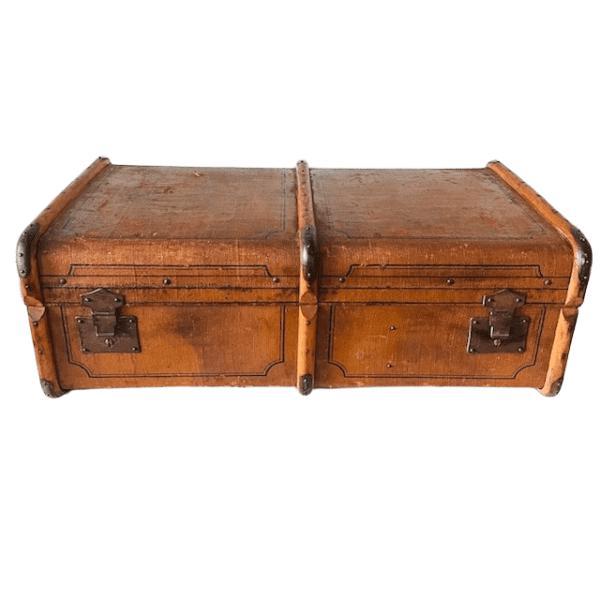 Antique Canvas Trunk with Wooden Bumpers, 1900s For Sale - Image 11 of 11