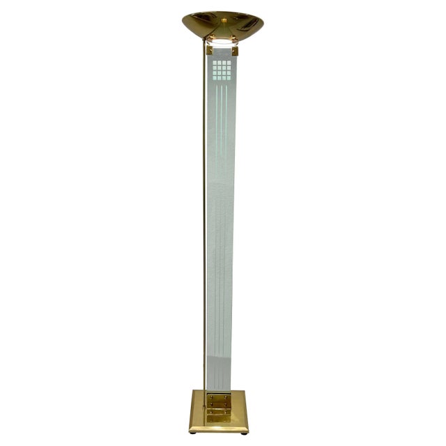 1980s Brass and Glass Torchiere For Sale - Image 13 of 13