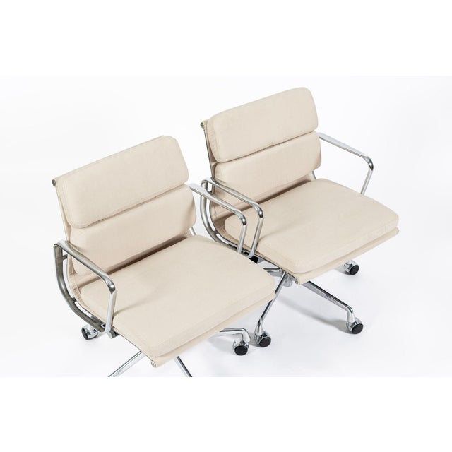 Eames for Herman Miller Office Chairs in Schumacher Vegan Suede, Cream Tan For Sale - Image 9 of 12