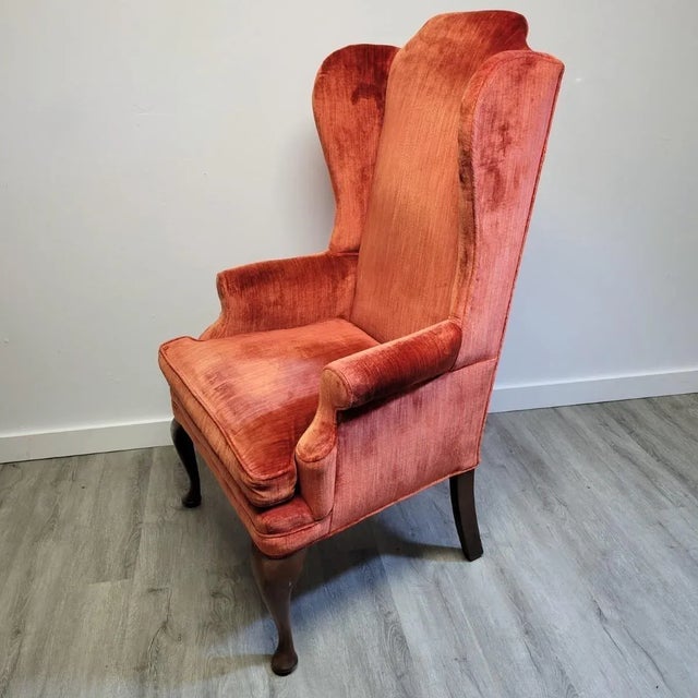 1970s Queen Anne Wingback Chair by Walker For Sale - Image 5 of 8