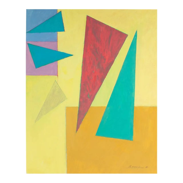 1982 Signed Acrylic on Paper Painting by Walter Stomps For Sale