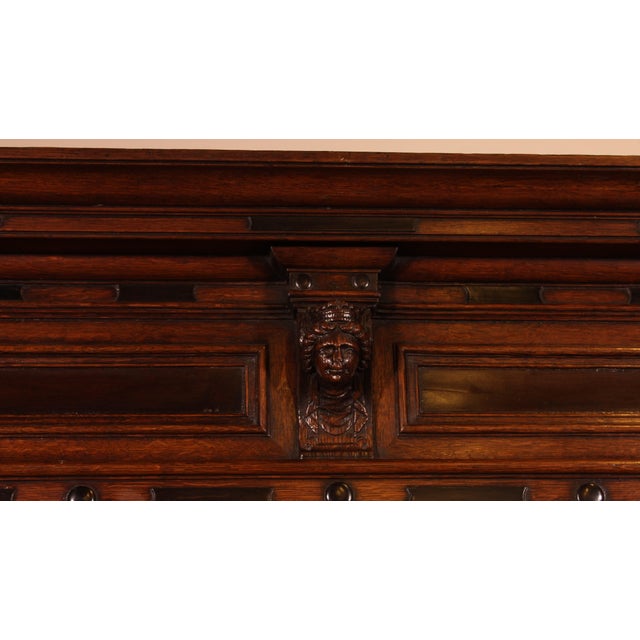 Antique Dutch Four-Door Buffet in Oak and Ebony, 1600s For Sale - Image 11 of 15