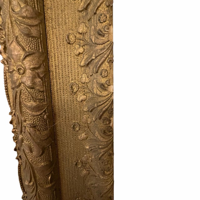 Antique Handmade Wood and Gesso Frame With Ornate Trailing Flowers Design For Sale - Image 9 of 12