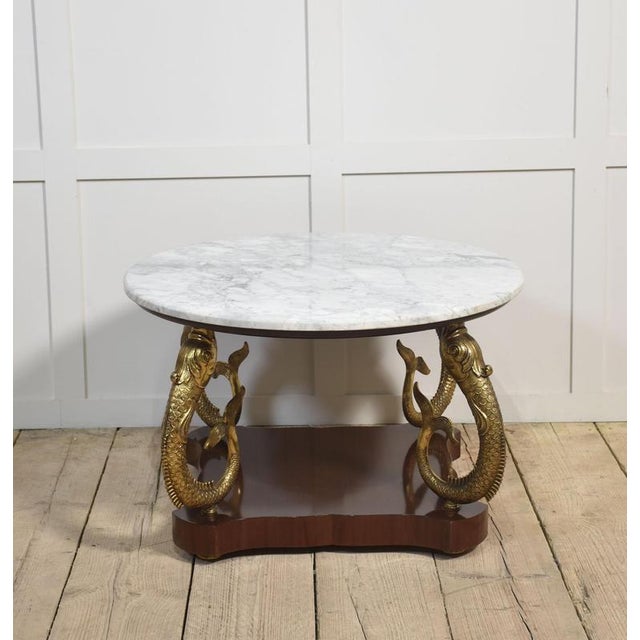 Marble and Gilt Metal Dolphin Coffee Table, 1890s For Sale - Image 3 of 6