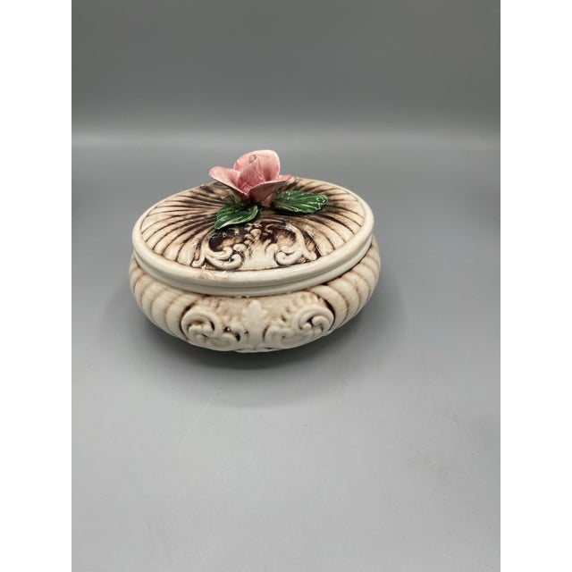Vintage Italian Capodimonte Porcelain Rose Pitcher Cups & Lidded Bowl - Set of 8 For Sale - Image 6 of 13
