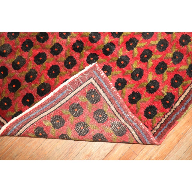 Red Zabihi Collection Red Vintage Turkish Kars Rug - 6'6" x 9' For Sale - Image 8 of 12