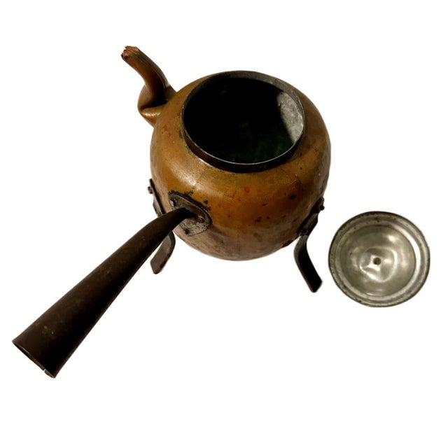 Late 19th Century Antique Hand Hammered Dovetail Copper & Wrought Iron Swedish Tea Kettle Coffee Pot For Sale - Image 5 of 7