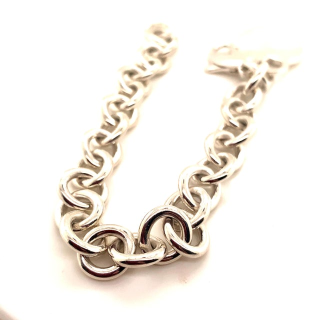 1990s Tiffany & Co Estate Sterling Silver Bracelet 7 Inches 34.2 Grams For Sale - Image 11 of 12