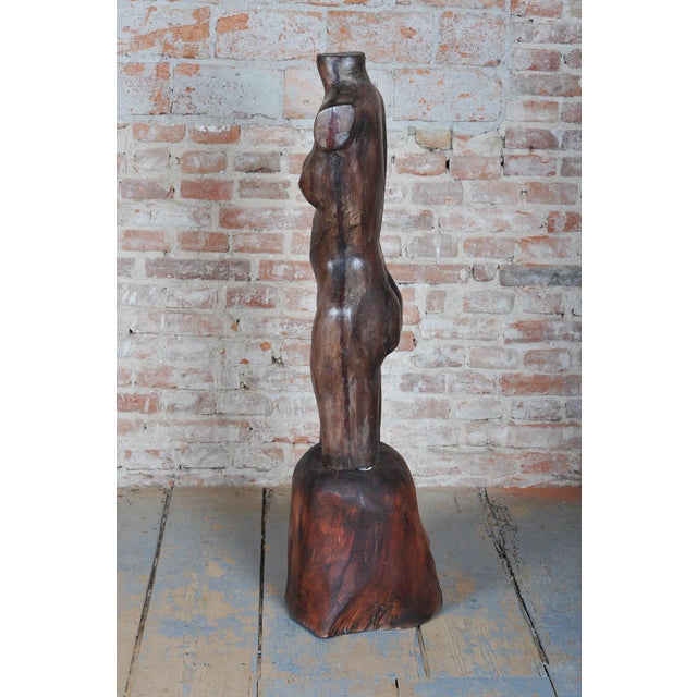 1940s Art Deco Nude Sculpture in Polychromed Wood, 1930s For Sale - Image 5 of 9