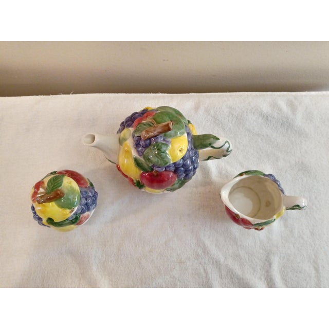 Otagiri Company Vintage 1970's Otagiri Japan Hand Painted Fruit Basket Tea Set - Set of 3 For Sale - Image 4 of 7