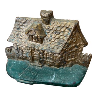 1920s Antique Cast Iron "Cape Cod Cottage" Doorstop For Sale