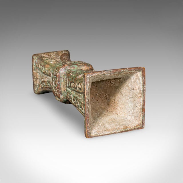 Antique Gu Ritual Vessel, Oriental, Bronze, Ceremonial, Posy Vase, Victorian For Sale - Image 10 of 10