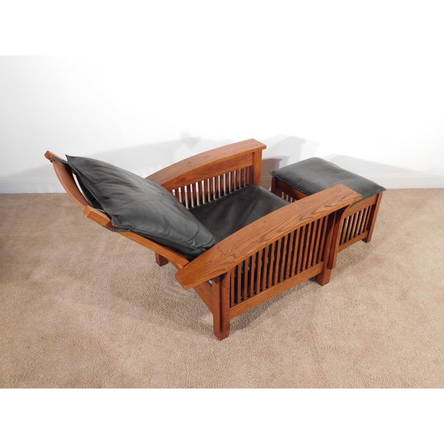 Kimball Antique Style Mission Prairie Arts & Crafts Oak Morris Chair & Ottoman For Sale - Image 16 of 18
