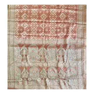 Late 20th Century Vintage Silk Organza Hand Embroidered Sari Fabric For Sale