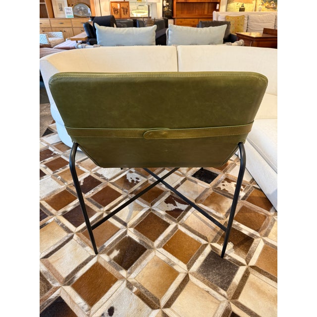 2010s Blu Dot Deep Thought Leather Lounge Chair, Loden Green For Sale - Image 5 of 12