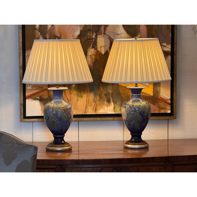1950s 1950s Pair of Royal Doulton “Rose” Lamps For Sale - Image 5 of 15