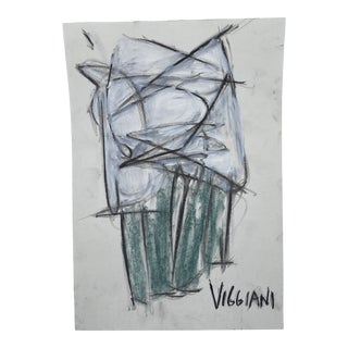 Late 20th Century Charcoal Abstract Drawing Signed Viggiani For Sale