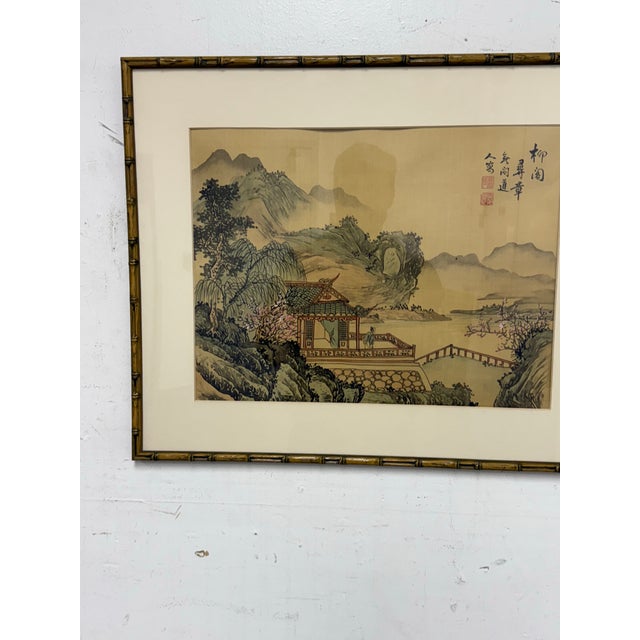 Paper Vintage Chinese Landscape Art Work For Sale - Image 7 of 12