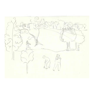 1930s Helen Malta Golf Course Drawing For Sale