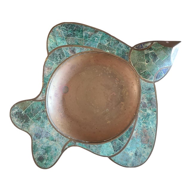 Vintage Los Castillo Taxco Malachite Dove Tray For Sale