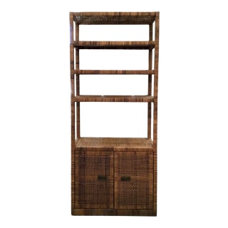 Boho Chic Bielecky Brothers Rattan Etagere With Two Door Cabinet For Sale