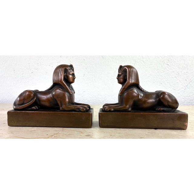 Early 20th Century Copper Sphinx Sculptures / Pair For Sale - Image 12 of 12