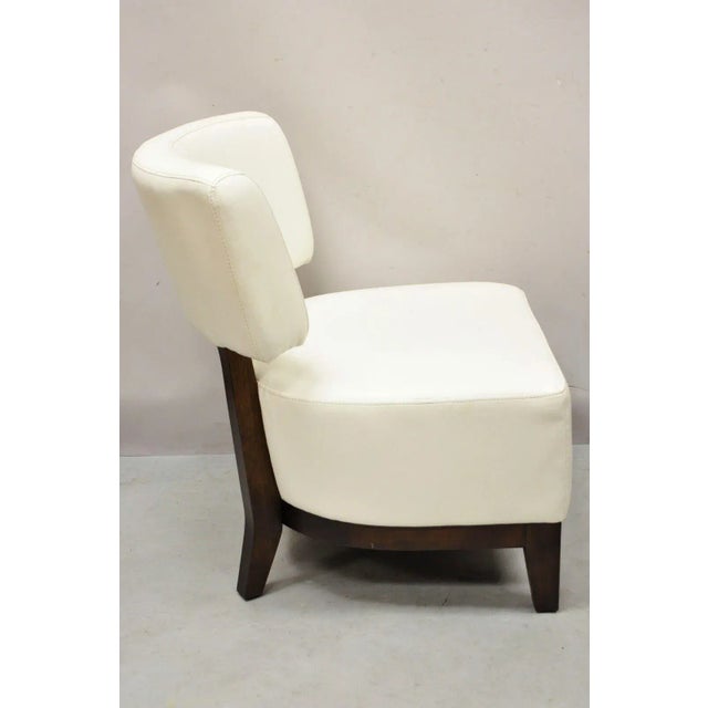 Modern Decorator White Vinyl Barrel Back Club Lounge Slipper Chair For Sale - Image 11 of 13