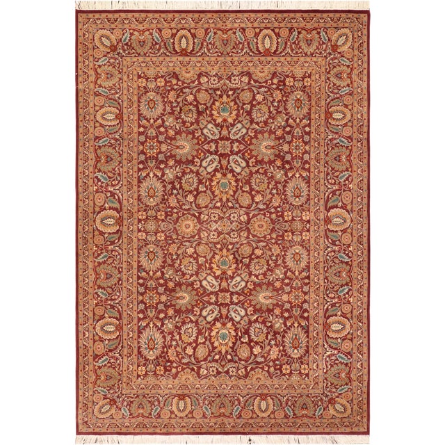 Shabby Chic 1990's Pak-Persian Burgundy/Grey Wool Rug - 6'0'' X 9'4'' For Sale - Image 9 of 9