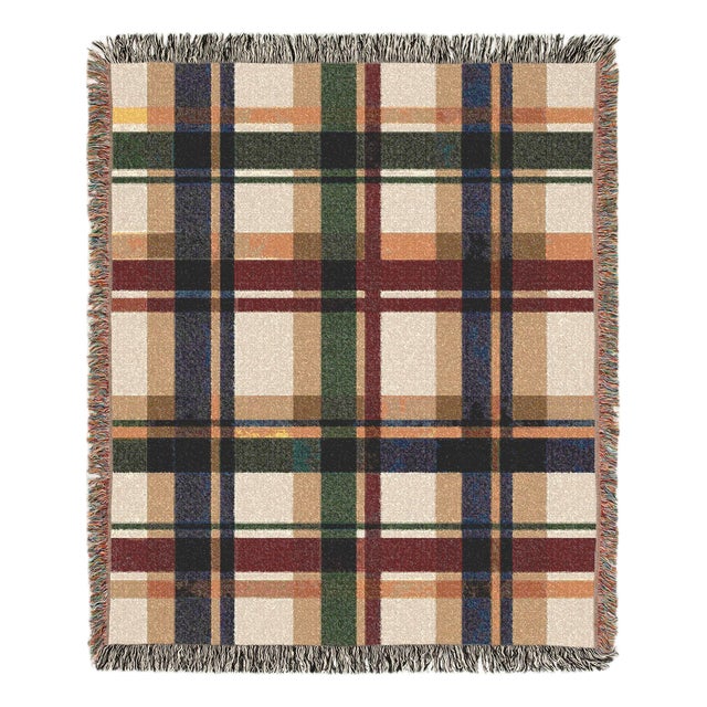 Classic Tartan Plaid Woven Throw Blanket – 60 × 50 For Sale